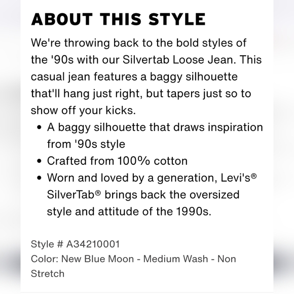 Levi's Silvertab Loose Men's Jeans - Medium Wash NWT - Picture 16 of 16